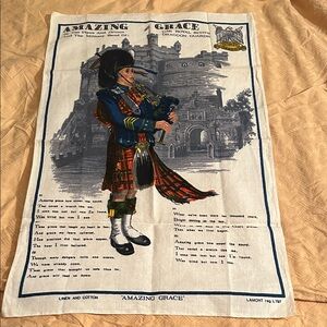 Vintage Irish Linen Tea Towel, Irish Ulster Blessing Kitchen Towel Decor 18”x28”